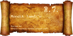 Mondik Tamás névjegykártya